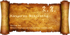 Kenyeres Nikoletta névjegykártya