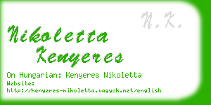 nikoletta kenyeres business card